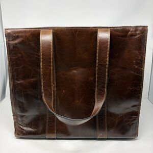 Moore & Giles For NetJets Massie Duffel Tote Marbled Brown Leather Travel “JMS”